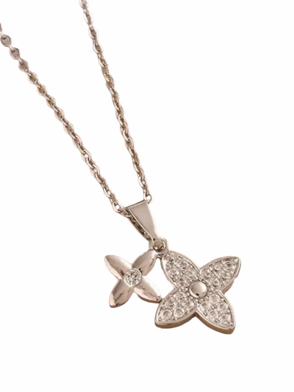 Pointed Floral Double-Pendant Necklace NWT Gold Plated PVD